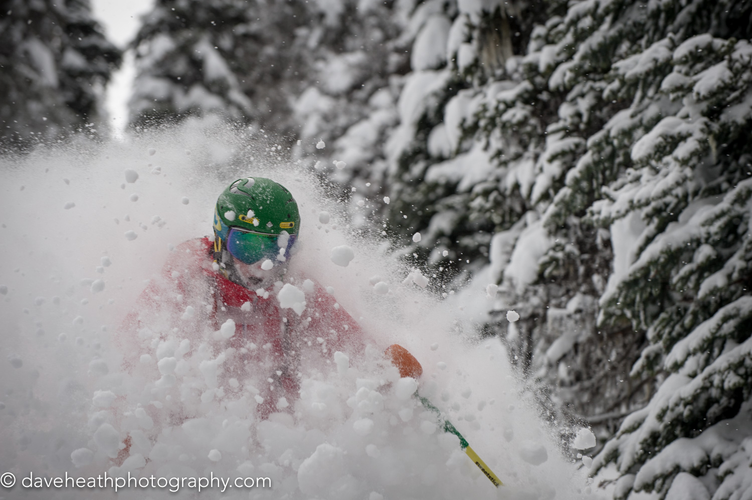 Powder shot. Photographer: Dave Heath. Castle Mountain Resort - Scoring Powder in Canada
